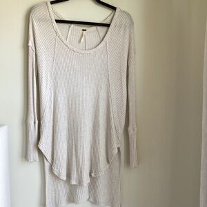 Free People Ventura Thermal Top Womens Small Oatmeal Tan Lightweight Oversized
